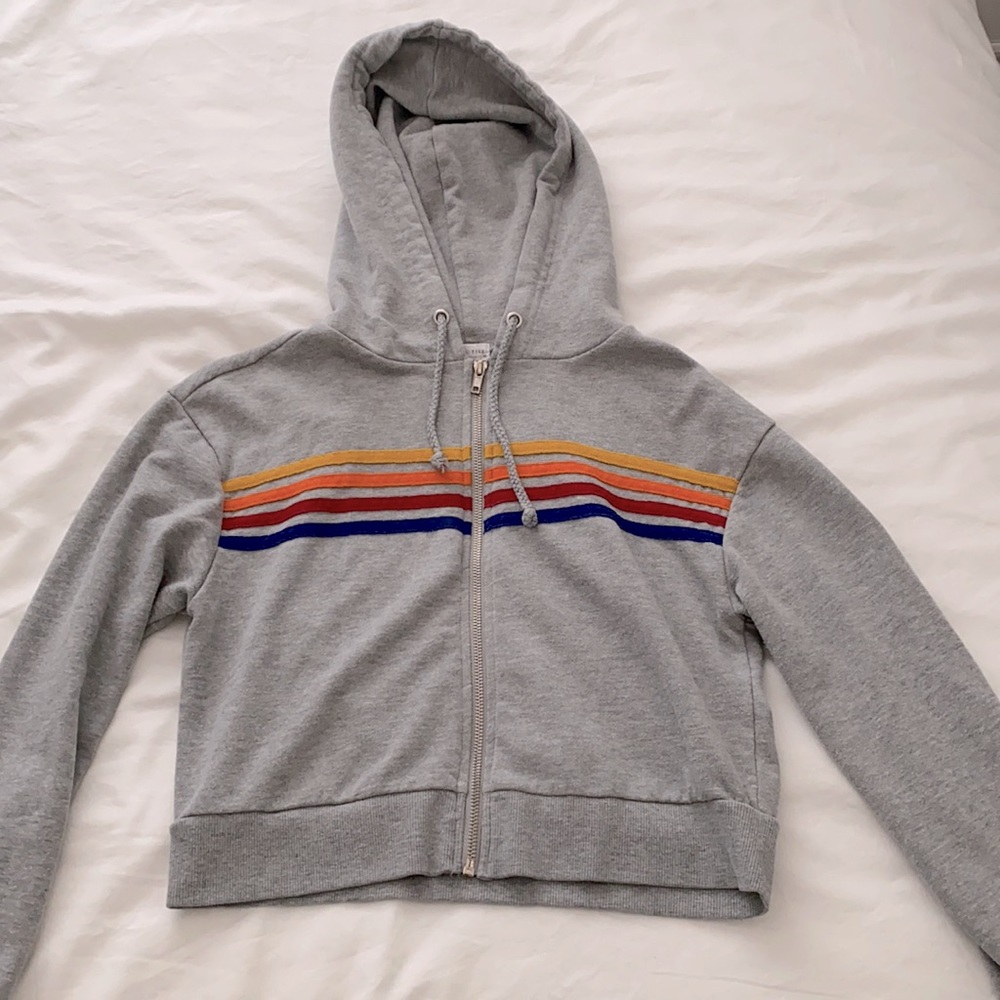 Grey Cropped Zip Up